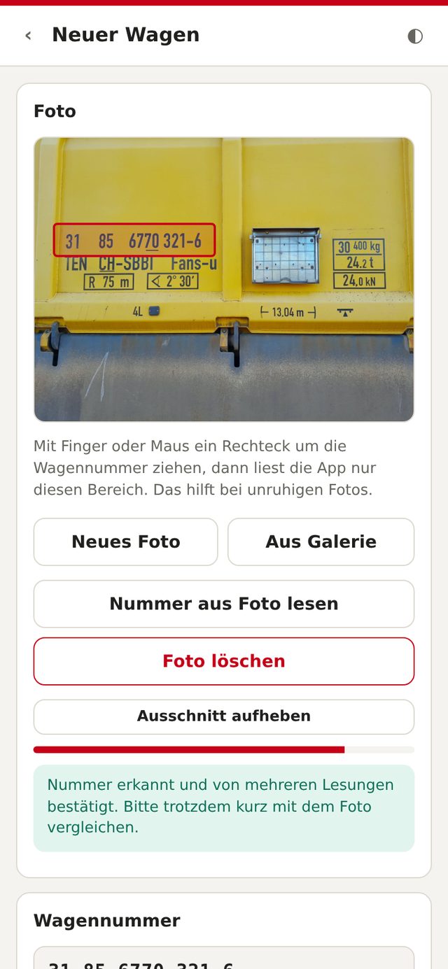 Nummer erkannt und bestätigt